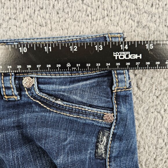 Silver Jeans Womens 26 (28x30) Blue Mod Rise Suki Super Skinny Embroidered - Picture 8 of 16
